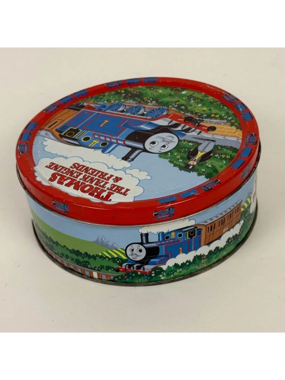Vintage Thomas the Tank Engine Collectible Round Cookie Tin 7-1/2